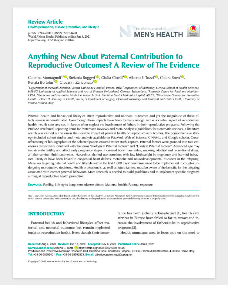 Anything New About Paternal Contribution to Reproductive outcomes