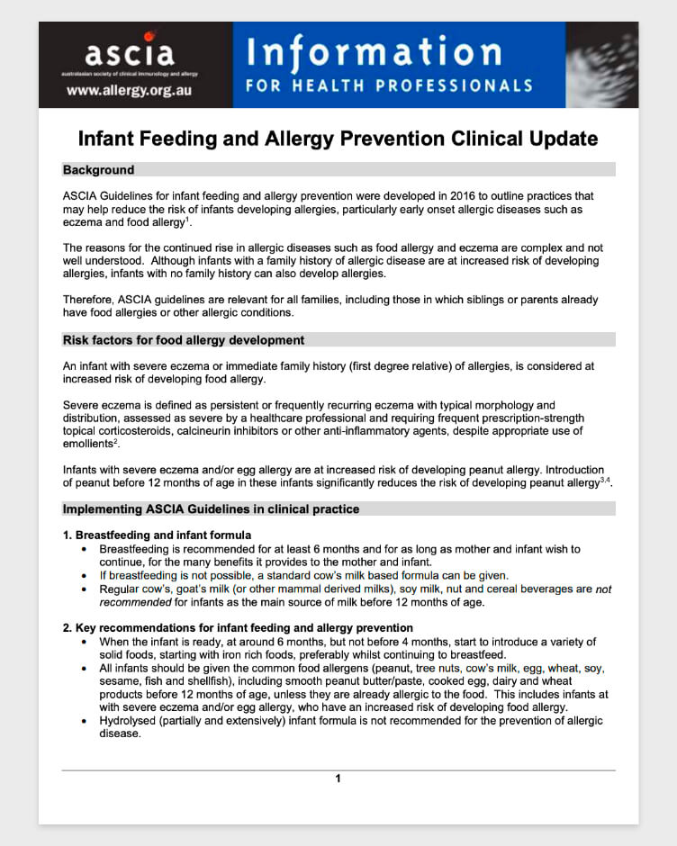 Clinical Update Infant Feeding and Allergy Prevention 2020