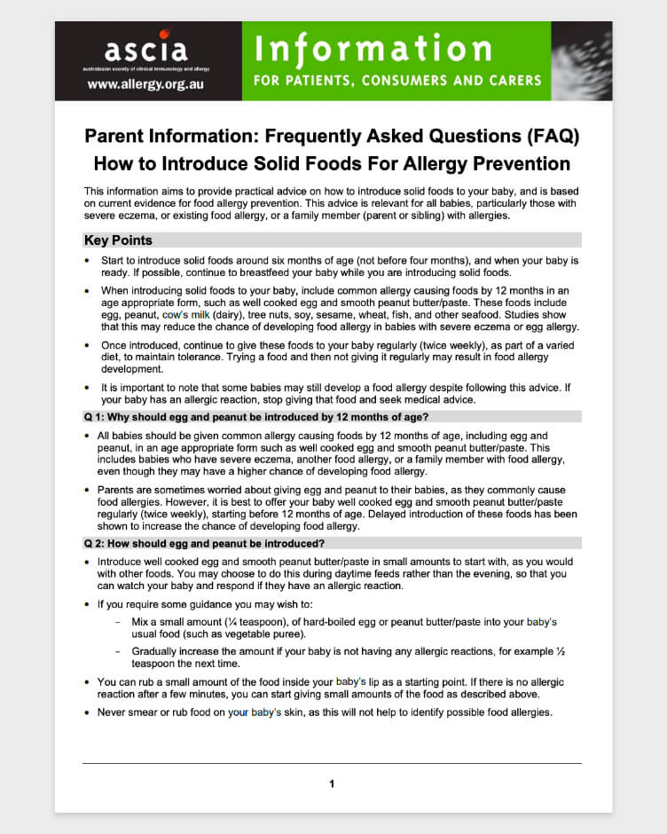 How To introduce Solid Foods For Allergy Prevention FAQ