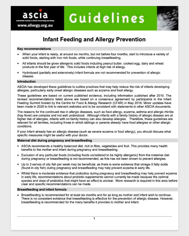 Infant Feeding and Allergy Prevention