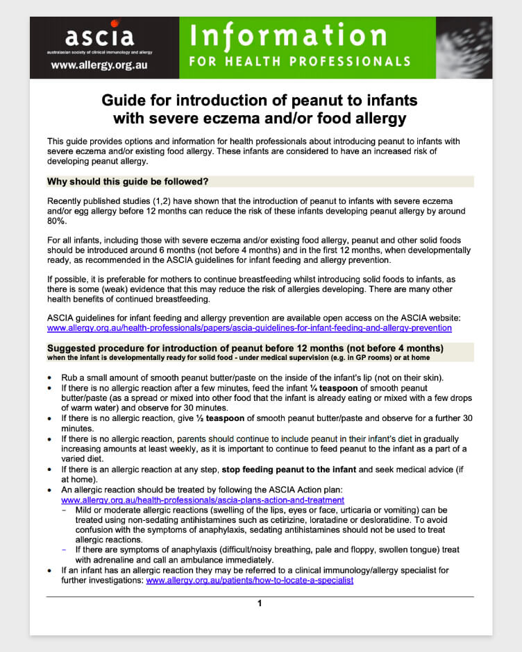 introduction of Peanut to infants with Severe Eczema Food allergy