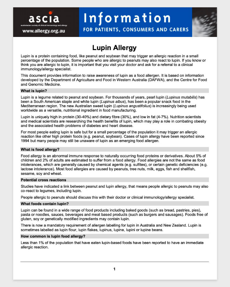 ASCIA - Lupin Allergy