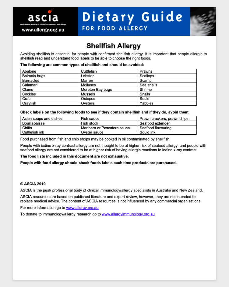 ASCIA Shellfish Allergy
