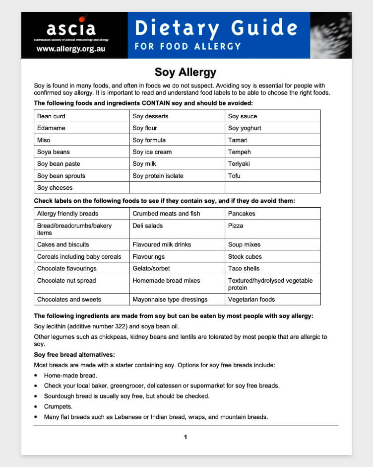 ASCIA - Soy Allergy