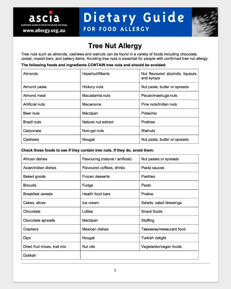ASCIA - Tree Nut Allergy