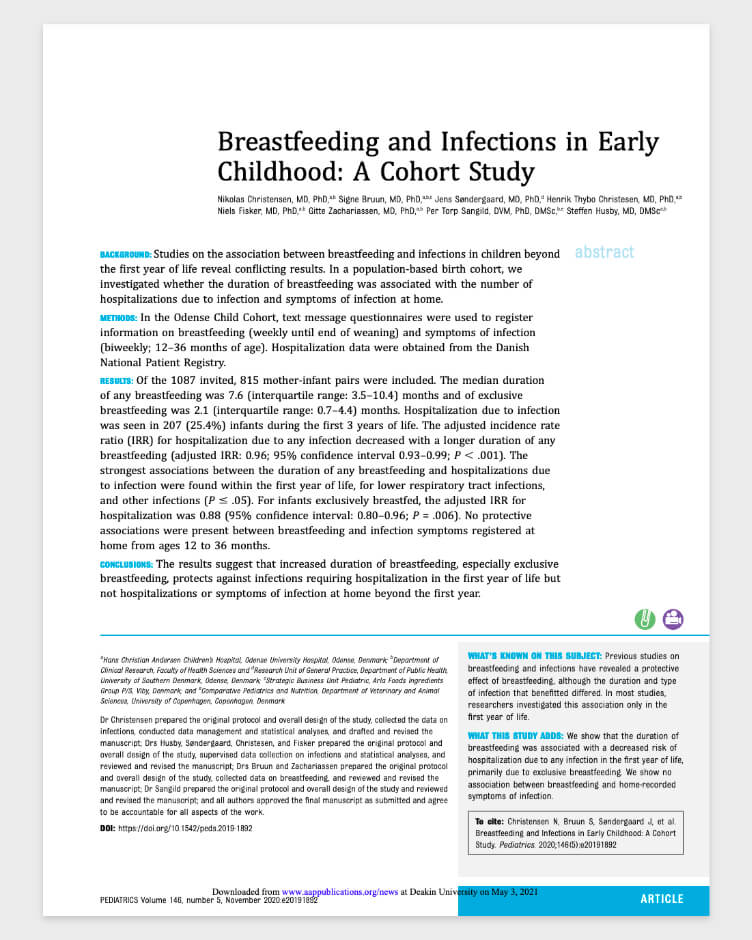 Breastfeeding and infections in early childhood
