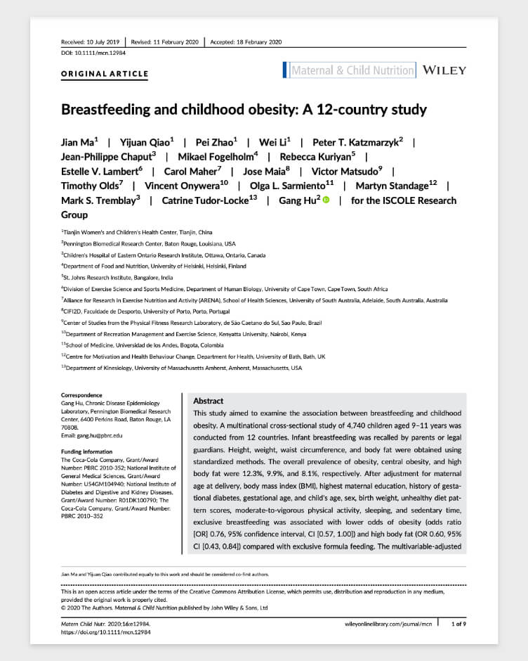 Breastfeeding and childhood obesity
