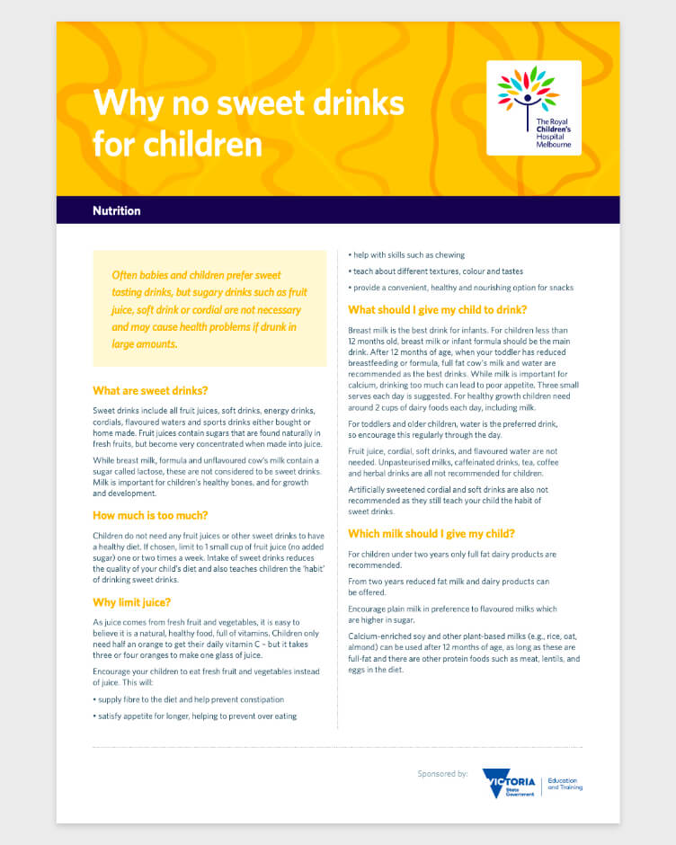 Why No Sweet Drinks For Children