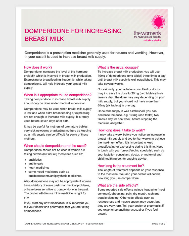 RWH - Domperidone For Increasing Breast Milk Supply