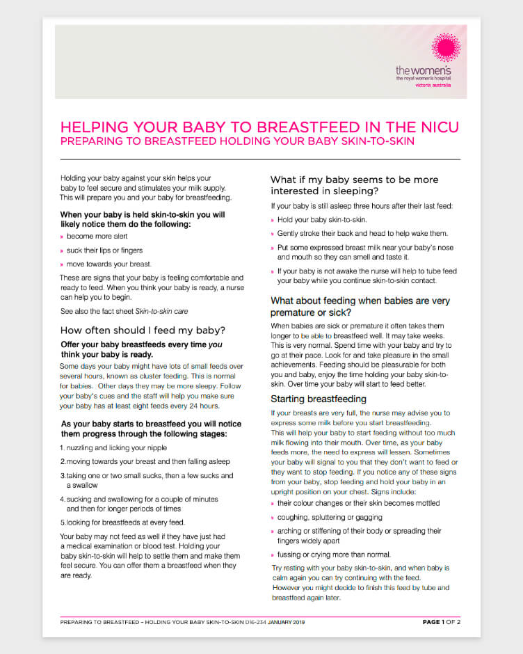 RWH - Helping Your Baby To Breastfeed In The NICU