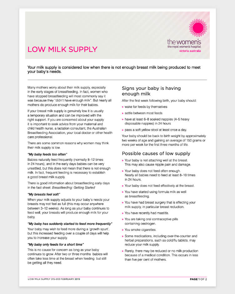 RWH - Low Milk Supply