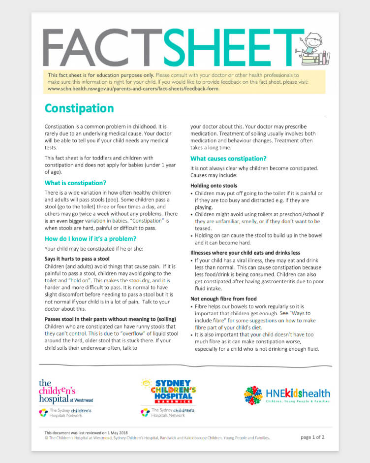 Fact Sheet - Constipation