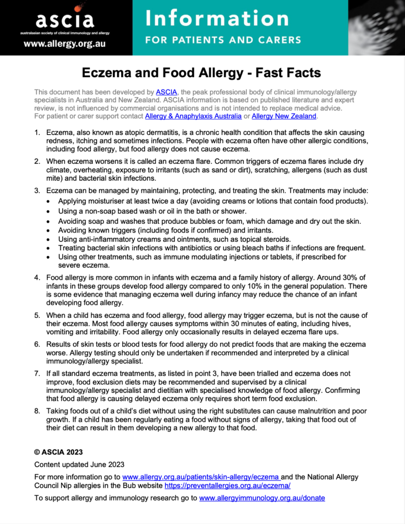 eczema and food allergy