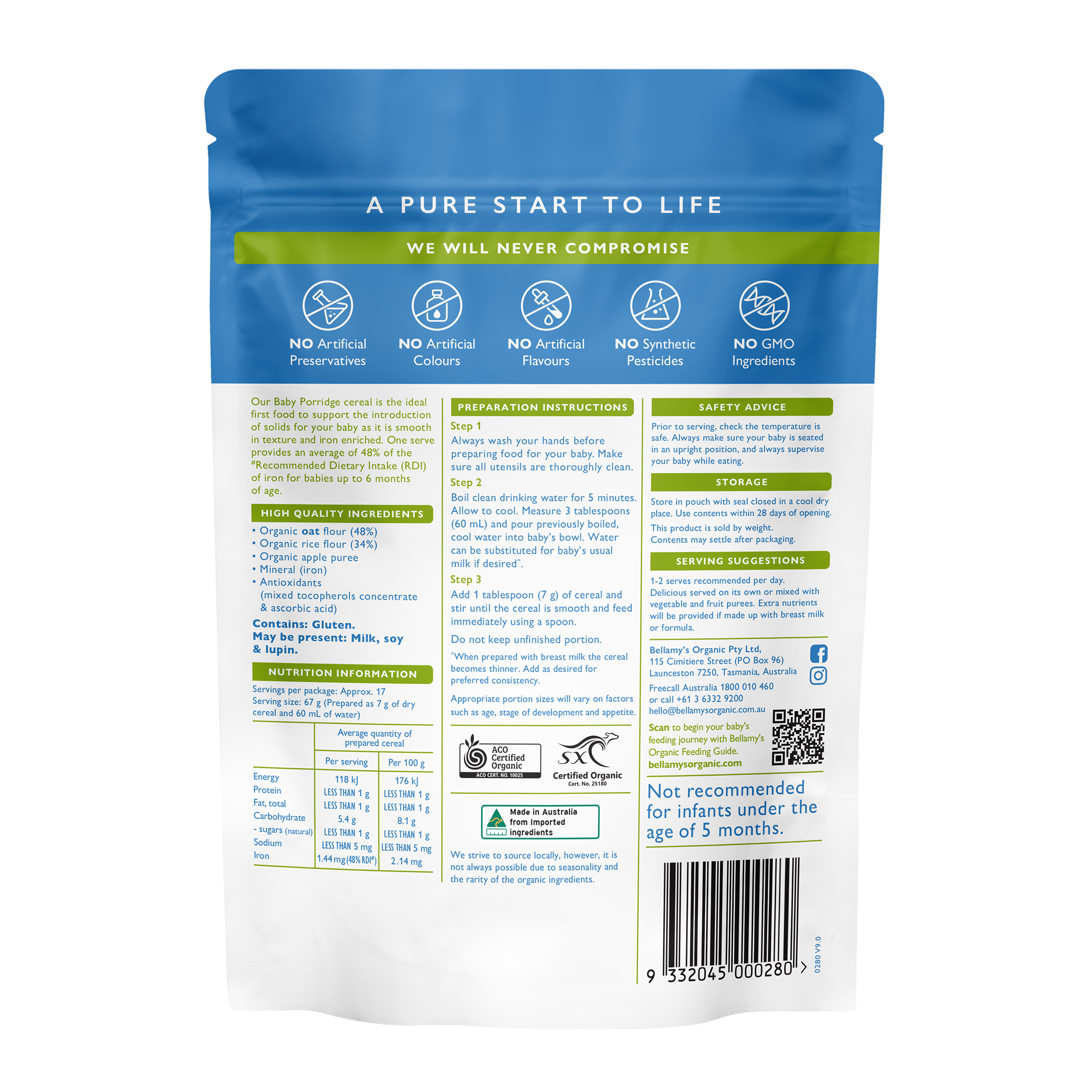 Bellamy's_Cereal Baby Porridge_125g_BACK_RENDER_GS1